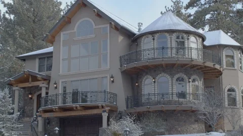 A snow covered house in winter. Through snowy woods. Stock Footage 120294902