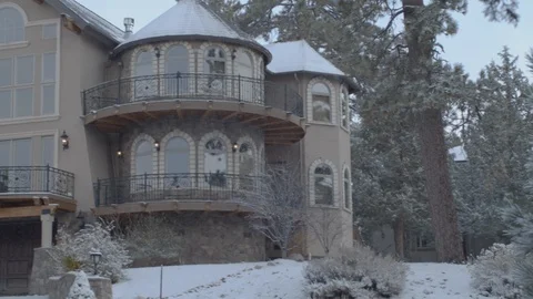A snow covered house in winter. Through snowy woods. Stock Footage 120297978