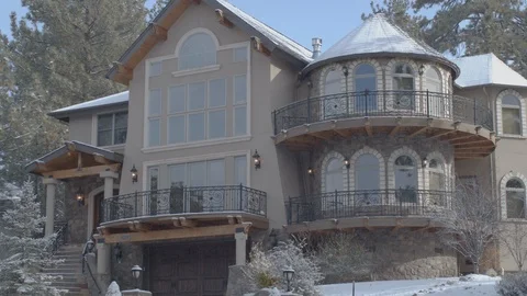 A snow covered house in winter. Through snowy woods. Stock Footage 120300213