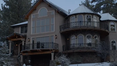 A snow covered house in winter. Through snowy woods. Stock Footage 120301914