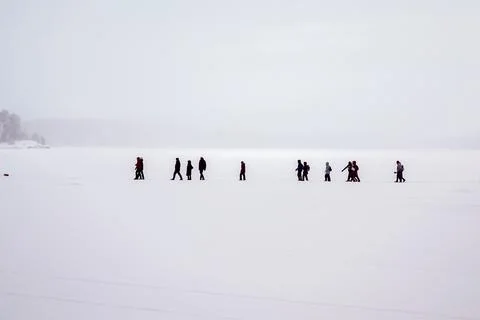 On snow-covered ice. Stock Photos