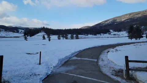 Snow covered Keystone Golf Course  Stock Footage 239026545