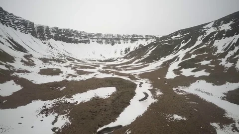 Snow covered landscape and mountain during winter Stock Footage 79797984