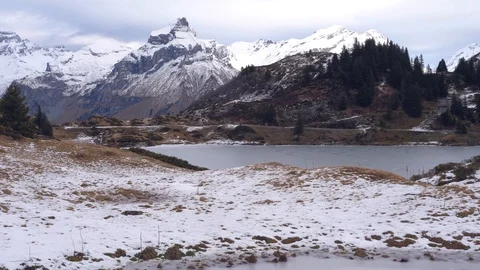A snow covered landscape in the mountains 스톡 동영상 100980387