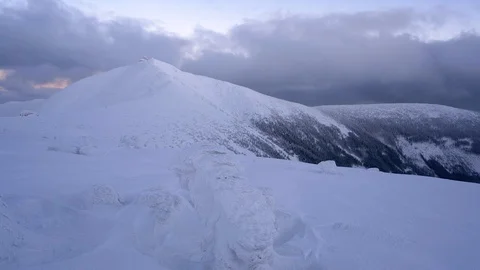 Snow covered landscape in mountains. Stock Footage 102881635