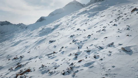 Snow-covered landscape in the Pyrenees showcasing winter exploration Stock Footage 306263154