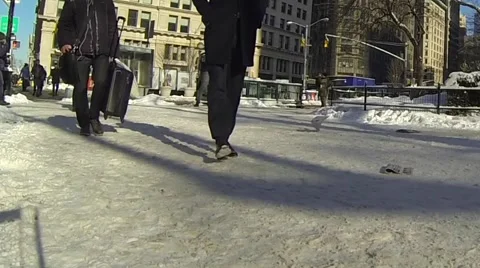 Snow covered manhattan sidewalks Stock Footage 48368416
