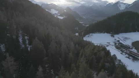 Snow-Covered Mountain Forest at Sunset in D-Cinelike for Post-Processing 動画素材 301602966