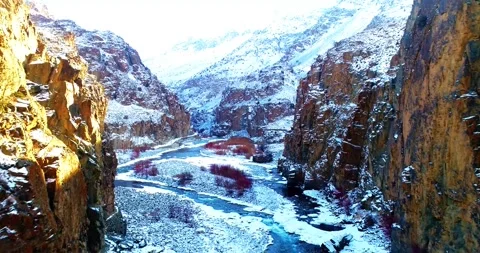 Snow covered Mountain Landscape Video stock 218257073