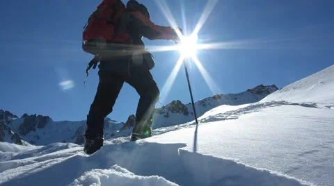 Snow-covered mountain path Stock Footage 59707684