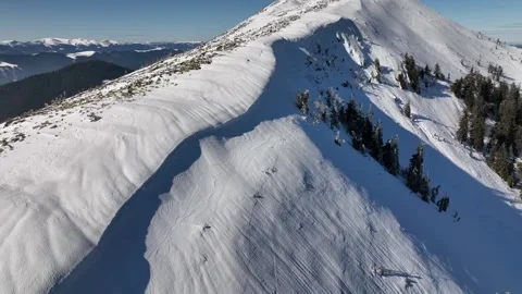 Snow-covered mountain peak with clear blue skies and breathtaking landscapes Stock Footage 293826310