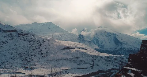 Snow covered mountain peaks Stock Footage 124417522