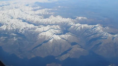 Snow-Covered Mountain Range from Airplane 库存影片 343477142
