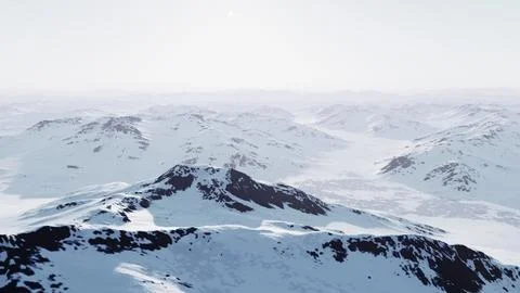 Snow-Covered Mountain Range Amidst Clouds Stock Illustration