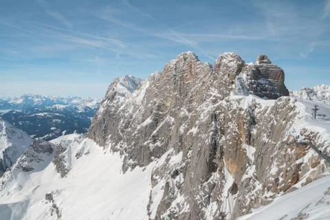 Snow covered mountain range Stock Photos
