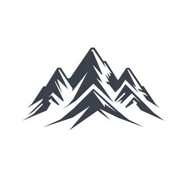 Snow-covered mountain range with sharp peaks Stock Illustration