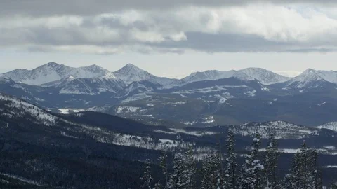 Snow covered mountain ranges and winter landscapes Stock Footage 113235457