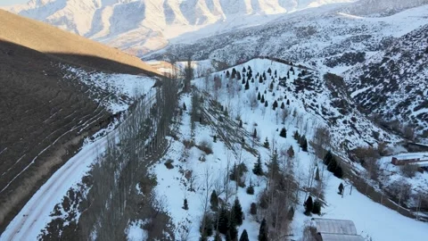Snow Covered Mountain Road Stock Footage 338332448