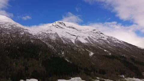 Snow-Covered Mountain Under Clear Blue Sky in Norway 库存影片 334738010