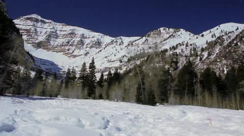 Snow Covered Mountain Valley Stock Footage 10818440