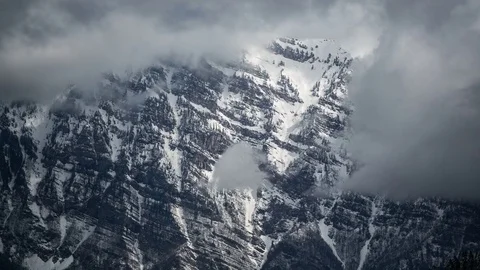 Snow covered Mountain Wall vertical Panorama Stock Footage 83691632
