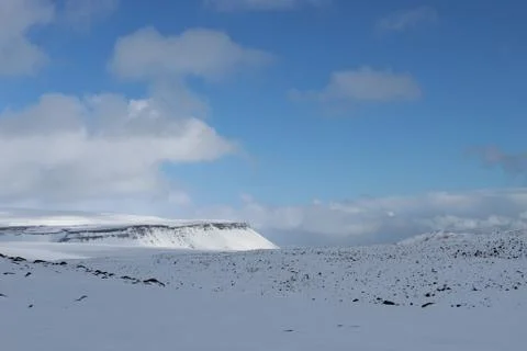 Snow covered mountain in winter Stock Photos