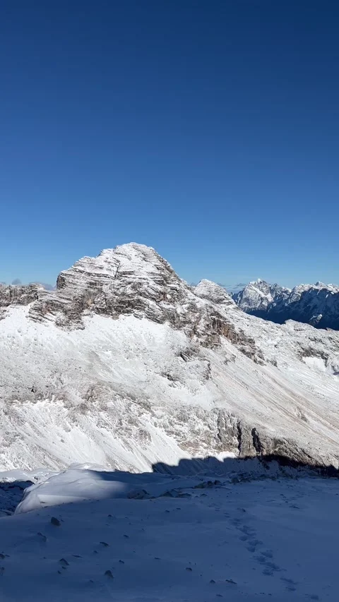 Snow covered mountains and rocks in Kanin area, Slovenia Stock Footage 335225070