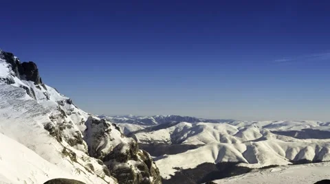 Snow-covered mountains in the blizzard Stock Footage 45680786