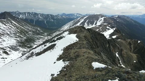 Snow covered Mountains in a Mining District, Drone View Stock Footage 169558428