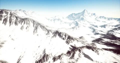 Snow covered mountains under bright blue sky during daytime in winter season Stock Illustration