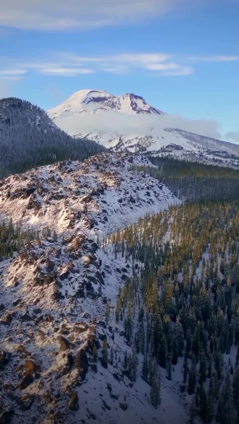 Snow covered mountains in winter Stock Footage 274043397