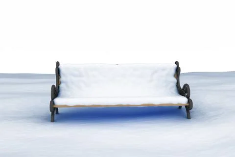 Snow covered park bench Ilustração Stock