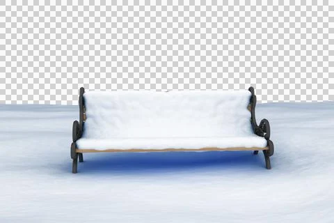 Snow covered park bench Ilustração Stock