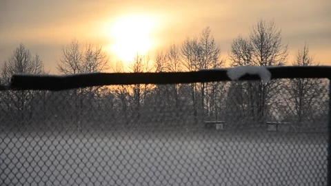 Snow Covered Park at Sun Down 01 Stock Footage 239508125