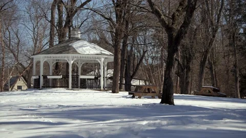 Snow covered park in the winter. Stock Footage 171687056