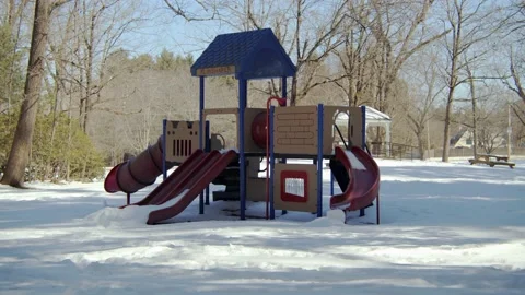 Snow covered park in the winter. Stock Footage 171689468
