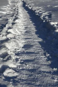 Snow covered path Foto stock
