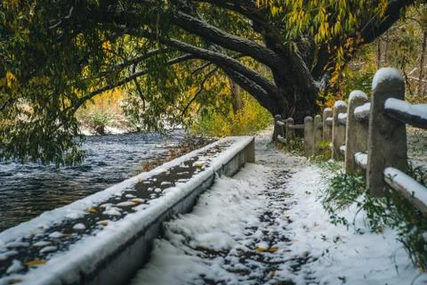 Snow covered path. Stock Photos