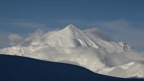 Snow-covered peak of Denali, also known as Mount McKinley, Denali National Park, Stock Footage 75174442