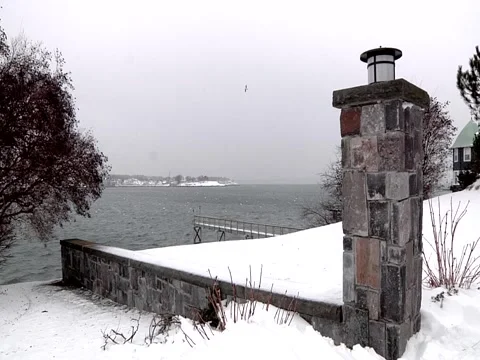 Snow Covered Pier Stock Footage 1089825