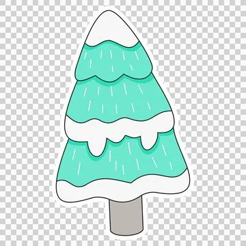 Snow covered pine tree Stock Illustration