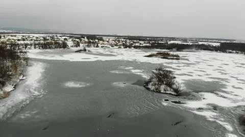 Snow covered pond with miracle reflection Stock Footage 120304235