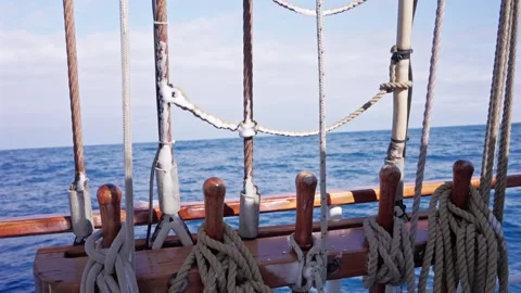 Snow Covered Rigging on Sailing Ship in Drake Passage Stock-Footage 337790574
