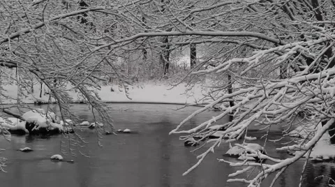 Snow covered river Stock Footage 45432303