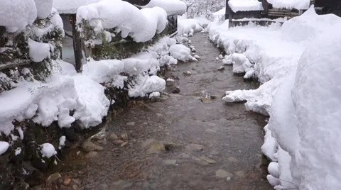 Snow covered river in winter Stock Footage 47791270