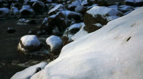 Snow-covered riverbank Stock-Footage 44665107