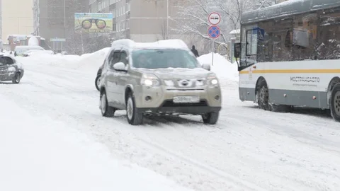 Snow-covered road Stock Footage 85486857