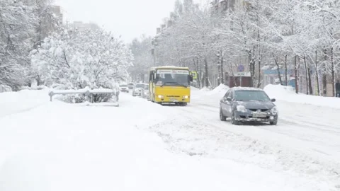 Snow-covered road Stock Footage 85486925