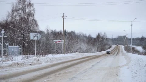 Snow-covered road Stock Footage 163566703