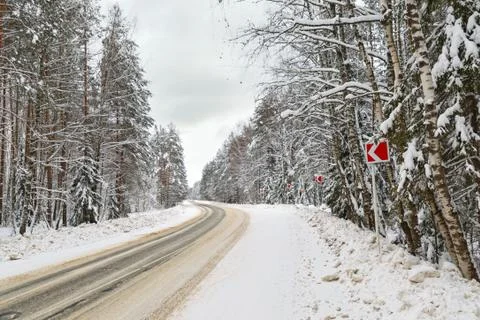 Snow-covered road Stock Photos
